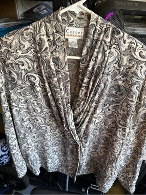 Women's Black & White Draped Blouse
